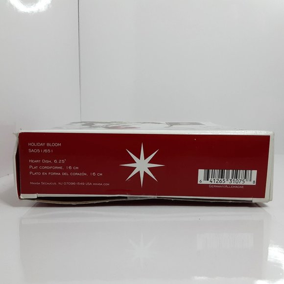 Mikasa Holiday Bloom Heart Dish Poinsetta Holidays Christmas Candy Dish - Picture 5 of 5